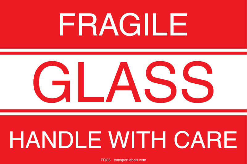 FRAGILE GLASS large intl symbol 3X4 fluor green Warning Sticker Label 125/rl 