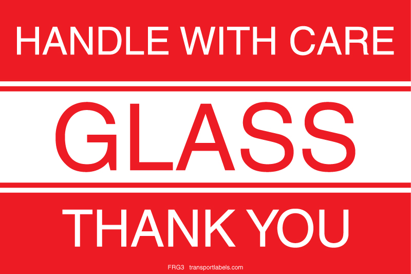 hoofdkussen Krijger Scarp Handle With Care Glass Labels | transportlabels.com